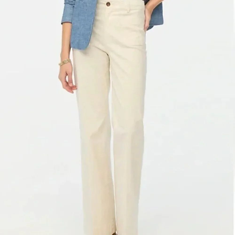 J. Crew Factory Lizzie high-rise patch-pocket wide-leg pant Natural NWT size 34